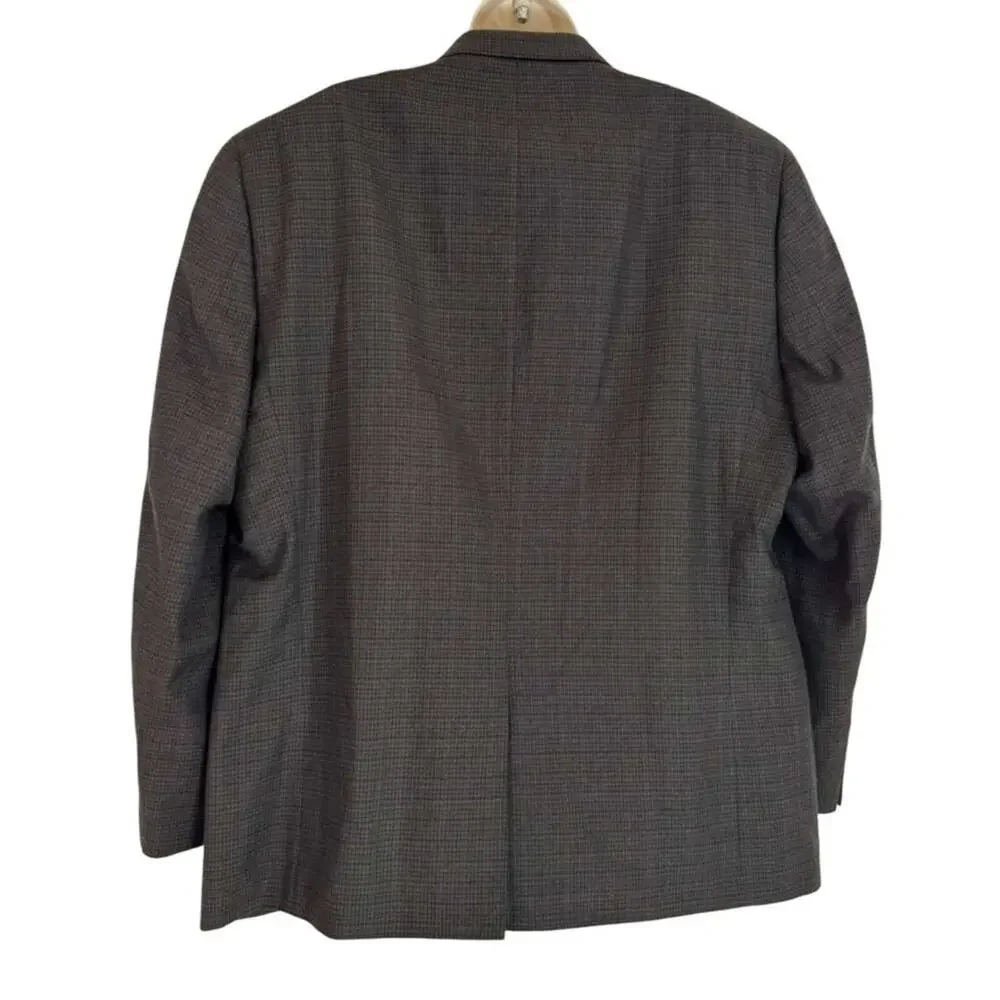 Chaps Brown Plaid Suit Jacket Blazer Lined Single Breast Two Button sz 46 R